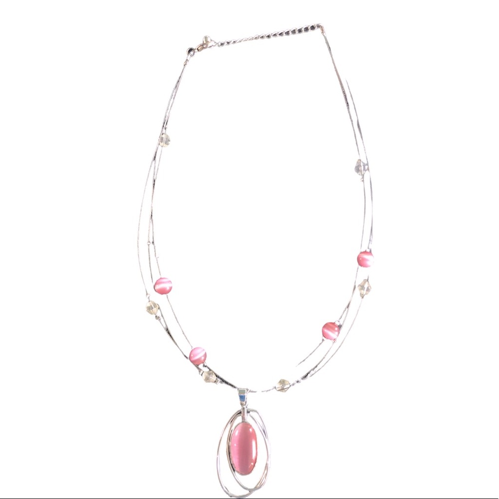 Pink and silver necklace.